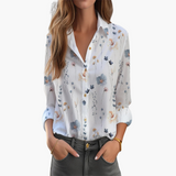 Bluse mit Blumenmuster - Damenmode für stilvolle Anlässe – Beige