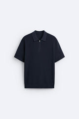 Elegantes Strickpolo mit Reißverschluss – Schwarz