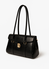 Damen Schultertasche Vegan Leder – Alltagstauglich & Elegant – Schwarz