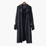 Damen Trenchcoat mit Reverskragen und Doppelknopfverschluss – Schwarz