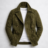 Niccolo – Klassische Zweireihige Wildleder Jacke – Grün