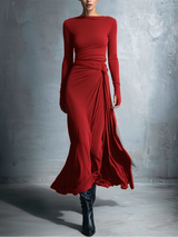 Joeena – Maxikleid Mit Seitlichem Knoten – Rot