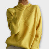Elena | Warmer Pullover mit Rautenstruktur – Gelb