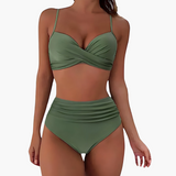 Bikini-Set für Damen - mit High Waist und verstellbaren Trägern – Grün