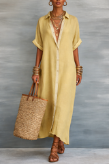 Manelle™ | Maxikleid mit minimalistischer Linie – Khaki