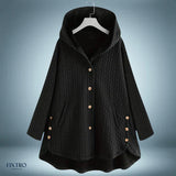 Warmer wintermantel aus teddy – Schwarz