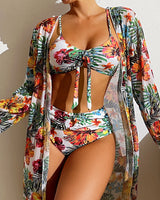 Lily - Bikini Set mit Tropenmotiv – Weiß