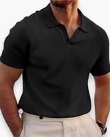 Herren Lässiges Polo mit V-Kragen | Kurzarm – Schwarz
