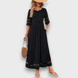 Lenava – Schwarzes Kleid mit transparenten Akzenten – Schwarz