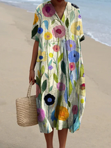 Georgia - Sommerkleid Mit Blumenmuster – Hellgrün