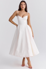 Damenkleid | A-Linie Rock und Korsettoberteil – Weiß