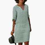 Sommerkleid für Damen - Leicht, mit V-Ausschnitt & Ärmeln – Grün
