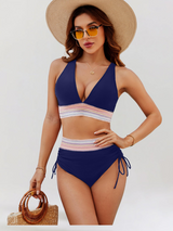 Lizia | Bauchweg-Bikini-Set mit hoher Taille – Dunkelblau