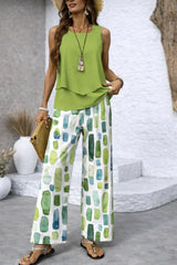 Liana | Fließendes 2-teiliges Sommer-Set – Limettengrün