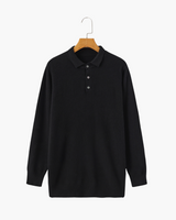Bennett | Luxuriöser Herren Kaschmirpullover mit Polokragen & Knopfleiste – Schwarz