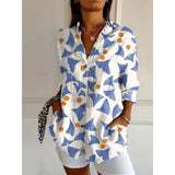 Lässig Button Down Hemd für Damen | Blumen Bedrucken – Mehrfarbig 3