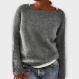 Lara | Einfarbiger Oversized-Strickpullover – Grau
