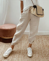 Katy | Einfache Baumwoll-Leinen-Hose – Beige