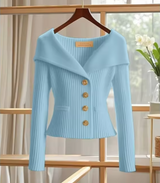 Haven – Gestrickte kurze Strickjacke – Hellblau