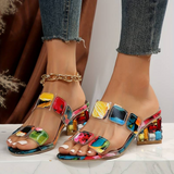 Sandalen Damen – Stilvolle, Bequeme Sandalen mit Funkelnden Details – Mehrfarbig