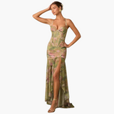 Plissiertes Wickelkleid mit Print - Damenmode für jeden Anlass – Grün