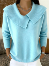 Railyn™ - Pullover mit Weitem Kragen – Hellblau