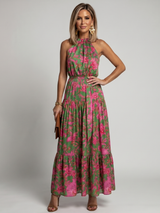 Rowen | Drapiertes Halter-Midi-Kleid – Floral