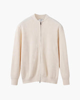 Bennett | Stehkragen Herren Rippstrick Reißverschluss Strickjacke – Beige