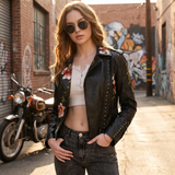 Zoey - Vintage-inspirierte bestickte Jacke – Schwarz