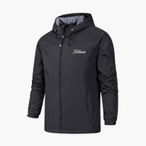 Herren Regenjacke mit Kapuze und Reißverschluss – Schwarz