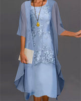 Loren - Elegantes Damenkleid Im Zweiteiler – Blau