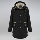 Winterjacke Damen Mit Kapuze | Parka Mit Reißverschluss und Kordelzug – Schwarz
