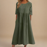 Sofia | Figurbetontes Baumwollkleid – Grün