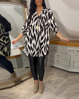 Eleanor - Damenbluse mit Muster – Weiß