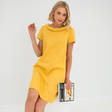 Solea – Lockeres Sommerkleid in Gelb mit weitem Kragen – Gelb