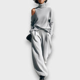 Narella – Modernes Strickset mit Cut-Out-Detail – Grau