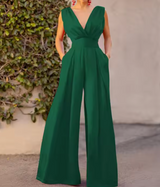 Amelith – Eleganter V-Ausschnitt-Jumpsuit – Grün