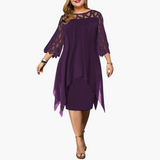 Leichtes Damen Abendkleid - mit ausgeschnittenen Ärmeln Midikleid – Lila