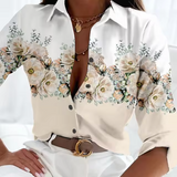 Freesia – Bluse mit Blumenmuster – Beige