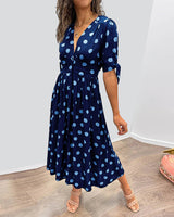 Penelope - Damen Midikleid mit Punkten – Marineblau