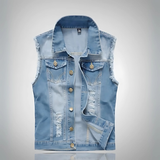 Weste Herren Vintage Stil | Ärmellose Freizeitweste Mit Taschen – Hellblau