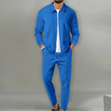 Luca | Herren Trainingsanzug Set Jacke und Hose Waffelstruktur – Blau