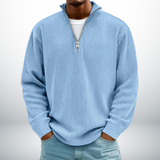 Snovia™ – Hochwertiger Herrenpullover mit Halbreißverschluss – Blau