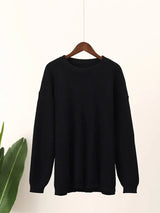 Warmer winterpullover: modischer rundhalsausschnitt im minimalistischen design – Schwarz
