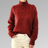 Pullover mit elegantem und warmem rollkragen, kreuzstich-design, unisex – Braun