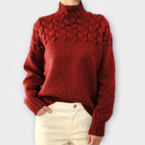Amalia | Strickpullover mit Zopfstrick-Detail – Rot