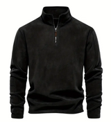 Cordpullover mit halbem reißverschluss – Schwarz