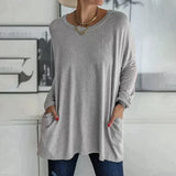 Margot | Tunika-Länge Seitentaschen Top – Grau