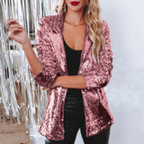 Deitra - Eleganter Blazer-Anzug mit funkelnden Pailletten – Rosenrot