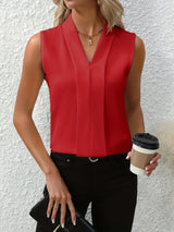 Nivellea – Elegante ärmellose Bluse – Rot